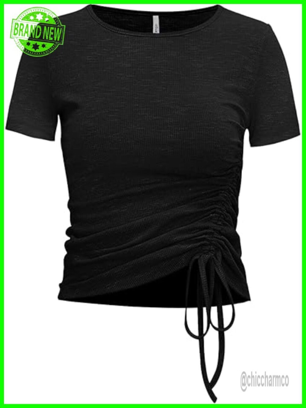 Ruched Side Yoga Athletic Top Slim Fitted Short Sleeve Workout Shirt